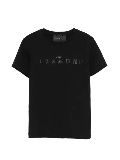 John Richmond Junior Kids' Rubberized-logo T-shirt In Black