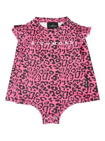 John Richmond Junior Babies' Ruffle-detail Leopard-print Bodysuit In Multi