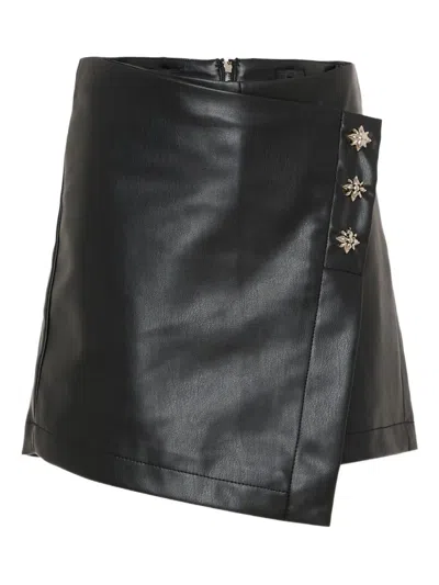 John Richmond Junior Kids' Star-embellished Wrap Skort In Black