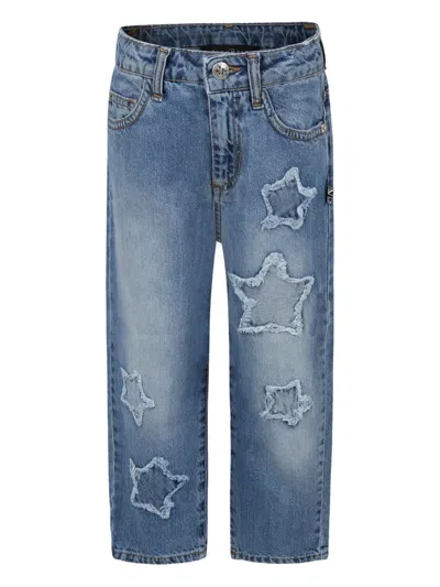 John Richmond Junior Kids' Star-patch Jeans In Blue