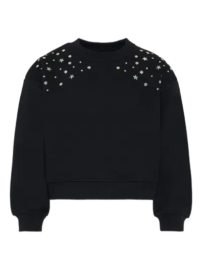 John Richmond Junior Kids' Star-stud Round-neck Sweatshirt In Black