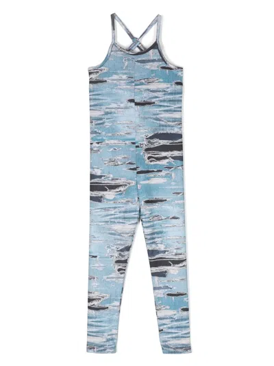 John Richmond Junior Kids' Trompe-l'oeil Print Jumpsuit In Blue