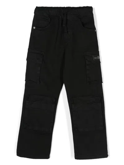 John Richmond Junior Kids' Twill-weave Cargo Trousers In Black