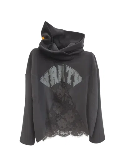 John Richmond Lace Hoodie In Gray