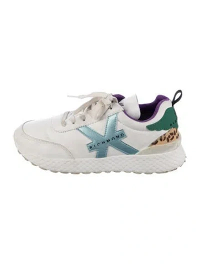 Pre-owned John Richmond Leather Animal Print Sneakers In White