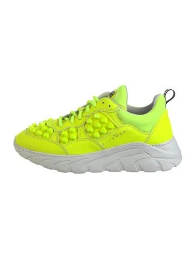 Pre-owned John Richmond Leather Graphic Print Chunky Sneakers In Green