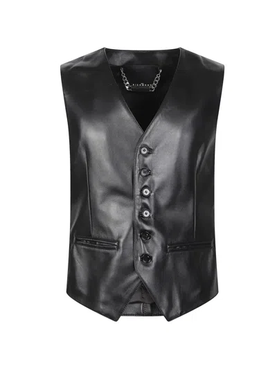 John Richmond Leather Waistcoat In Multi