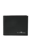 John Richmond Black Wallet In Leather With Logo In Black