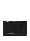 John Richmond Black Wallet In Leather With Logo And Zip In Black