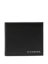 John Richmond Black Wallet In Leather With Logo In Black