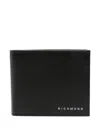 John Richmond Black Wallet In Leather With Logo In Black