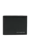 John Richmond Black Wallet In Leather With Logo In Black