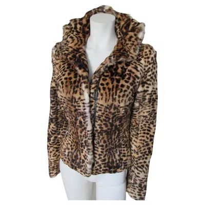 Pre-owned John Richmond Leopard Printed Fur Jacket Size Us 8 In Brown