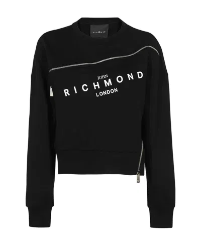 John Richmond Logo Long-sleeved Sweater In Black