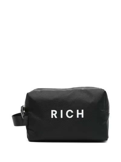 John Richmond Logo-print Wash Bag In Black