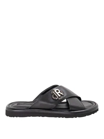 John Richmond Logo Slippers In Negro