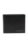 John Richmond Black Wallet In Leather With Logo In Black