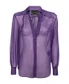 John Richmond Long-sleeved Button-cuff Shirt In Purple