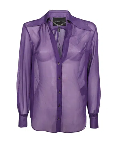 John Richmond Logo Transparent Shirt In Purple