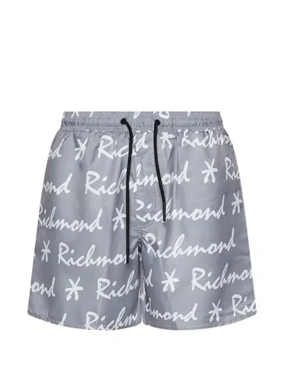 John Richmond Logo-detail Drawstring Swim Shorts In Blue