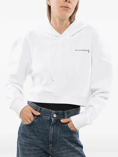 John Richmond Logo-print Cropped Hoodie In White