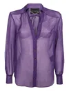 John Richmond Long-sleeved Button-cuff Shirt In Purple
