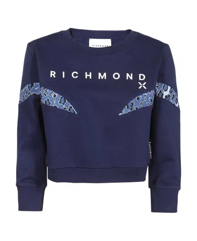 John Richmond Long-sleeved Sweater In Blue