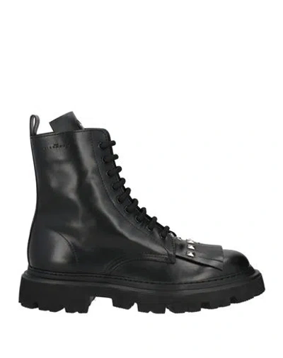 John Richmond Man Ankle Boots Black Size 9 Calfskin In Animal Print