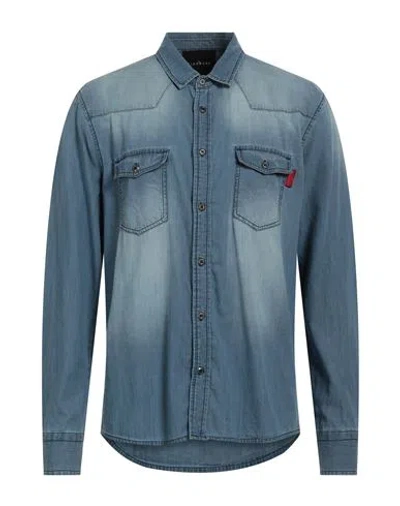 John Richmond Man Denim Shirt Blue Size 44 Cotton