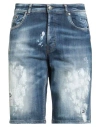 John Richmond Bleached Effect Regular Fit Bermuda Jeans In Blue