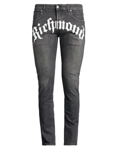 John Richmond Man Jeans Black Size 34 Cotton, Elastane In Gray