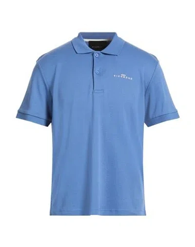 John Richmond Man Polo Shirt Azure Size Xxl Cotton In Blue