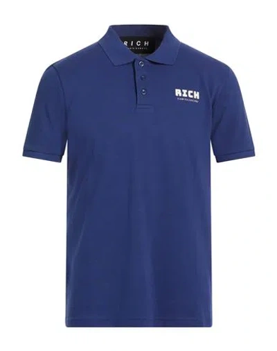 John Richmond Man Polo Shirt Blue Size Xxl Cotton