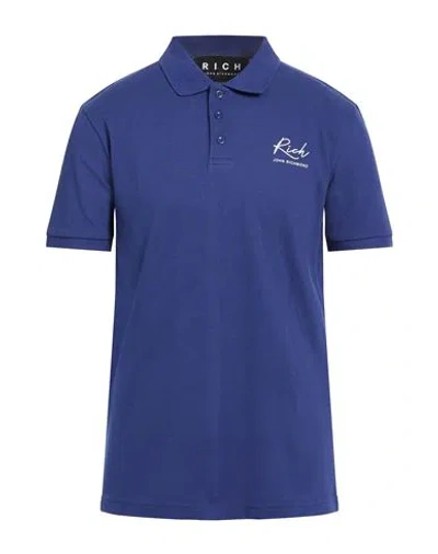 John Richmond Man Polo Shirt Blue Size Xxl Cotton
