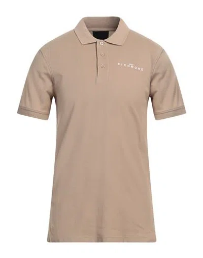 John Richmond Man Polo Shirt Khaki Size Xxl Cotton In Beige