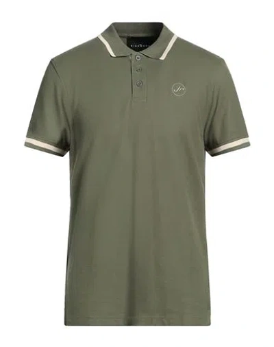 John Richmond Man Polo Shirt Military Green Size Xxl Cotton