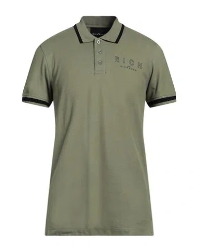 John Richmond Man Polo Shirt Military Green Size Xxl Cotton