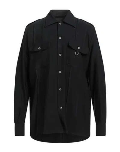 John Richmond Man Shirt Black Size 40 Viscose, Wool, Elastane