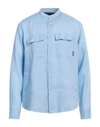 John Richmond Man Shirt Sky Blue Size 44 Linen