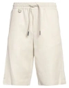 John Richmond Man Shorts & Bermuda Shorts Beige Size 34 Viscose, Linen In Beige