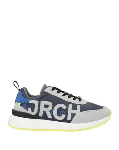 John Richmond Man Sneakers Navy Blue Size 6 Leather In Gray