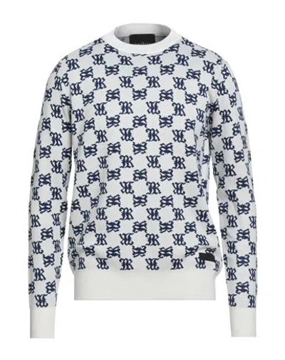 John Richmond Man Sweater White Size Xxl Viscose, Nylon In Blue