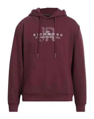 John Richmond Man Sweatshirt Burgundy Size Xxl Cotton, Polyester In Red