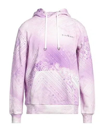 John Richmond Man Sweatshirt Lilac Size Xxl Cotton In Purple