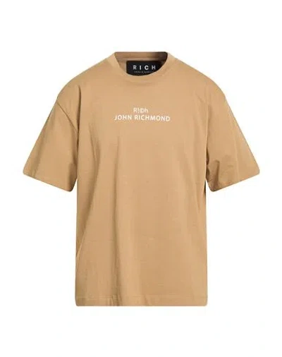 John Richmond Man T-shirt Beige Size Xl Cotton In Brown
