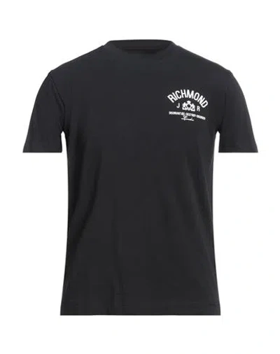 John Richmond Man T-shirt Black Size S Cotton, Lycra