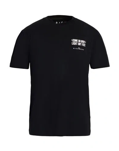 John Richmond Man T-shirt Black Size Xxl Cotton, Elastane