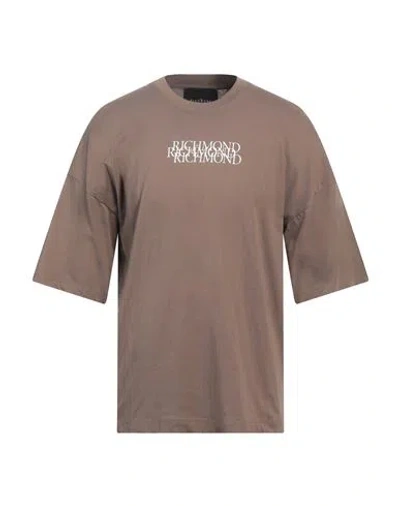 John Richmond Man T-shirt Khaki Size Xxl Cotton In Beige