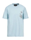 John Richmond Man T-shirt Sky Blue Size 3xl Cotton In Blue