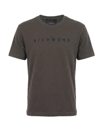 John Richmond Man T-shirt Dark Green Size S Cotton, Polyester In Gray